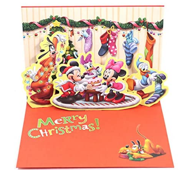 クリスマスカード 洋風 二つ折りポップアップ ディズニー ミッキーとリース XAR-780-159 （HX026） ホールマーク Christmas card グリーティングカード