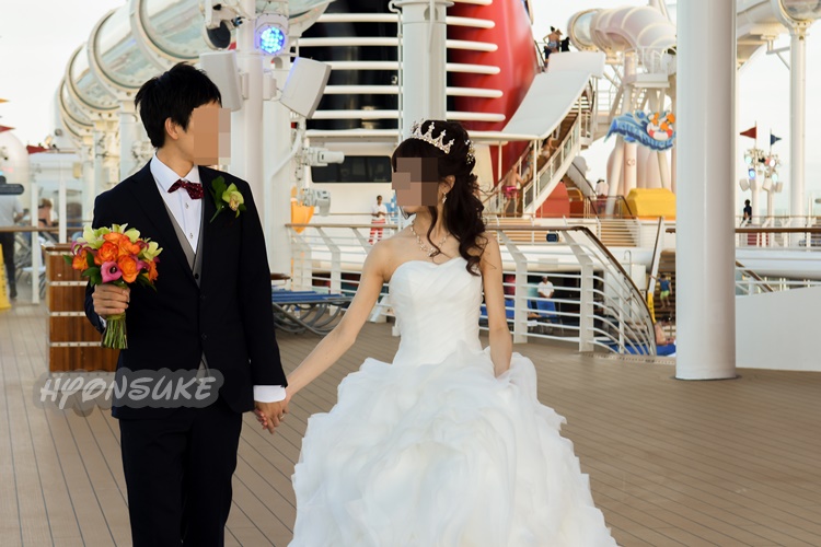 ディズニークルーズラインフェアリーテイルウェディング(DCLFTW)ディズニードリーム号結婚式　船内撮影
