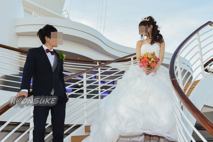 ディズニークルーズラインフェアリーテイルウェディング(DCLFTW)ディズニードリーム号結婚式　船内撮影