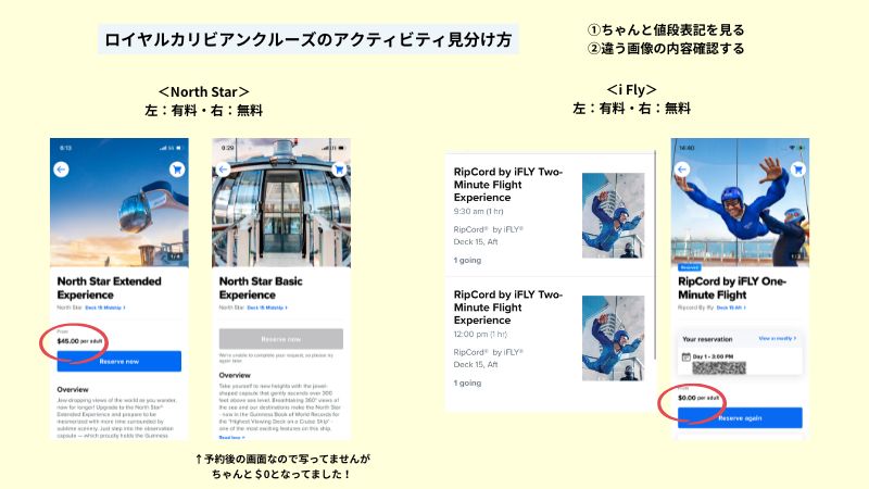 ロイヤルカリビアンクルーズ：アクティビティ確認方法